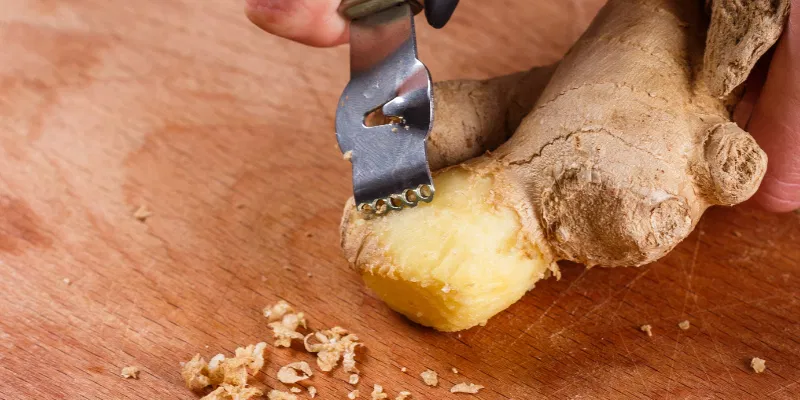 Fresh ginger is the star ingredient in Switchel, providing the spicy kick and digestive benefits that make this drink so unique.